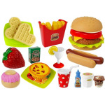 Súprava fastfoodu - hamburger, hot-dog, lievance